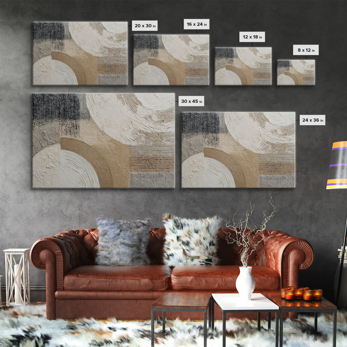 Luxury Neutral Plaster Texture Abstract Framed Canvas Print, Wall Art, Statement Artwork, Living Room Decor, Abstract Art, WAL-3x2-19