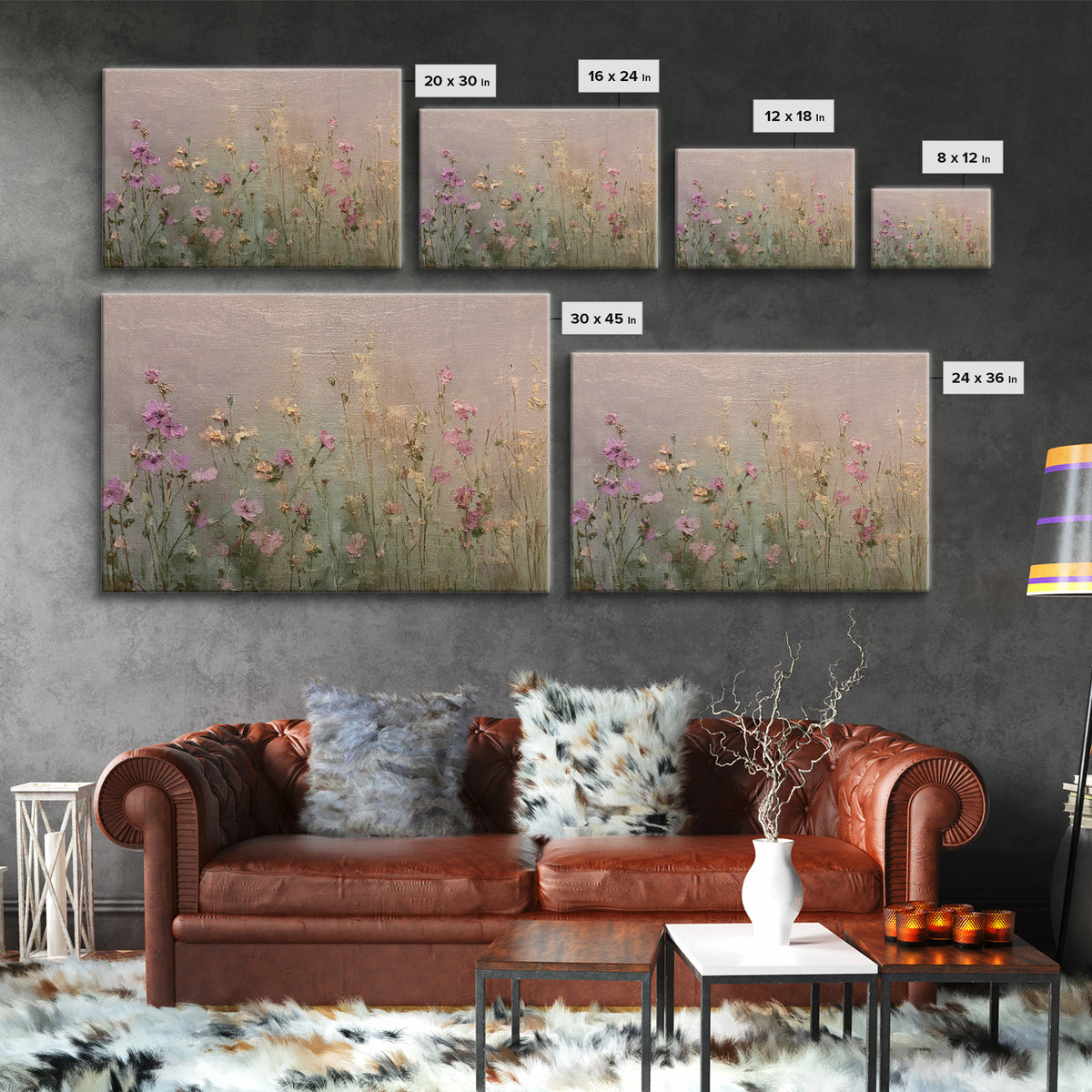 Impressionist Meadow of Wildflowers Canvas Print, Wall Art, Digital Print, Living Room Decor, Fine Art, Luxury Decor, WAL-3x2-21