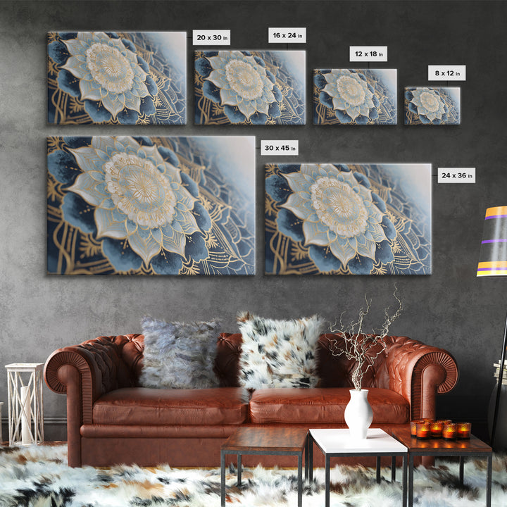 Sacred Geometry Mandala Framed Canvas Print, Wall Art, Wood Wall Art, Living Room Decor, Abstract Art, Textured Painting, WAL-3x2-25