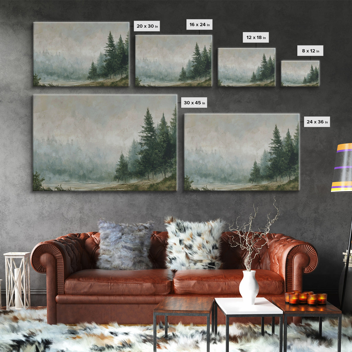 Moody Forest Landscape Canvas Print, Wall Art, Wall Hanging, Living Room Decor, Fine Art, Gallery Decor, Neutral Decor, WAL-3x2-38