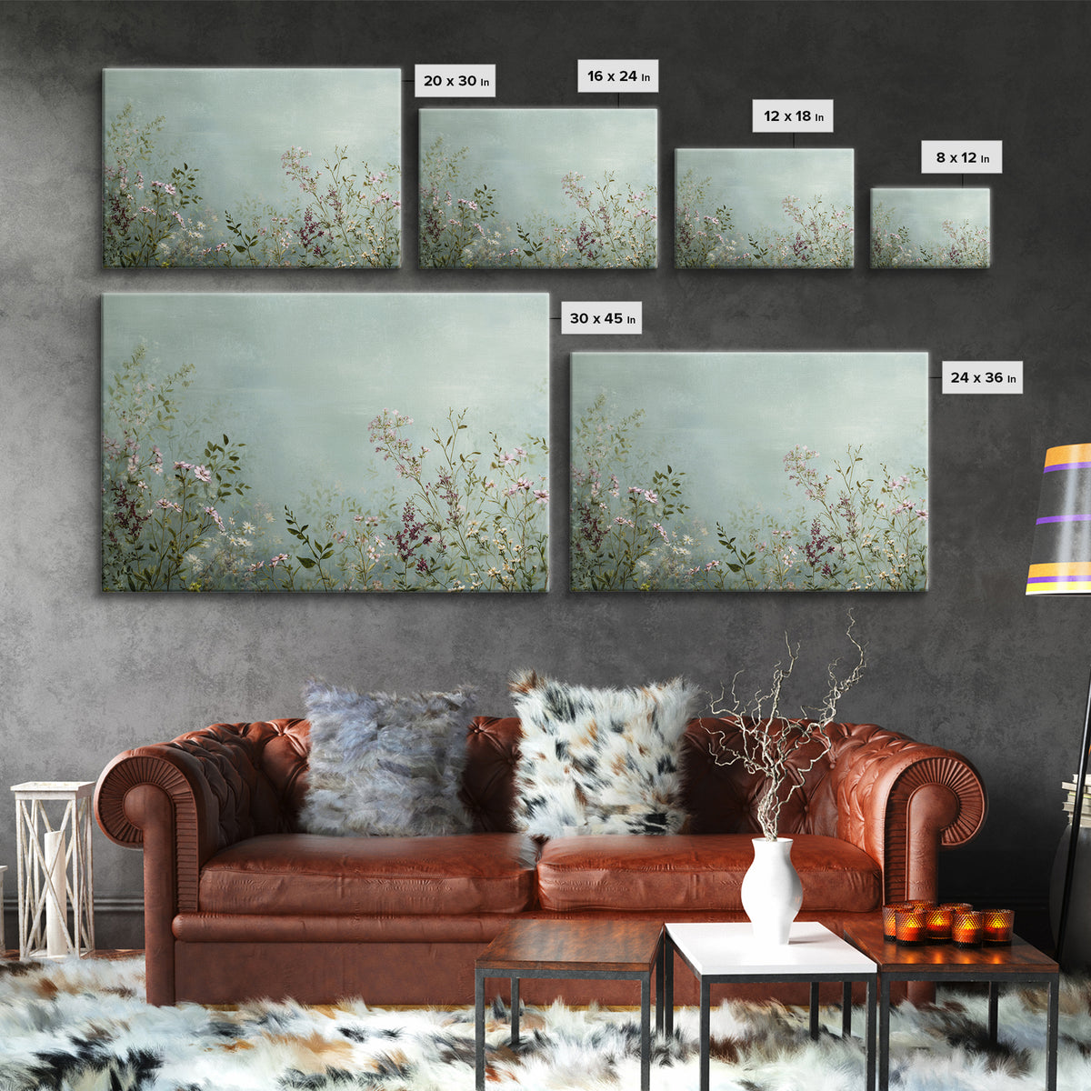 Impressionist Meadow of Wildflowers Framed Canvas Print, Wall Art, Gallery Decor, Living Room Decor, Fine Art, WAL-3x2-45