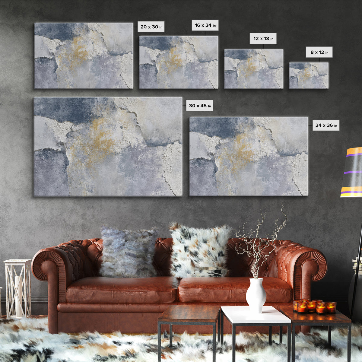 Luxury Neutral Plaster Texture Abstract Canvas Print, Wall Art, Wall Hangings, Living Room Decor, Abstract Art, WAL-3x2-67