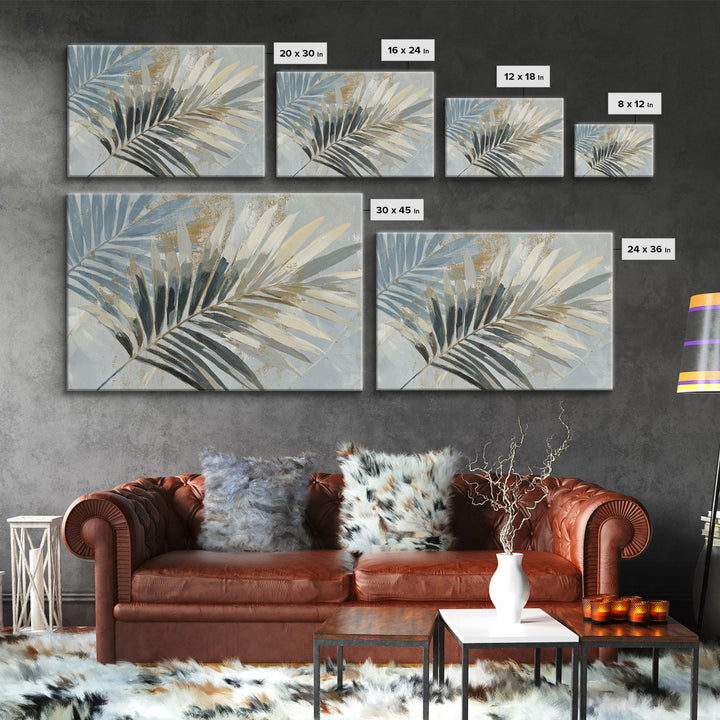 Tropical Palm Leaf Painting Canvas Print, Wall Art, Minimalist Decor, Living Room Decor, Oil Painting, Wall Art Prints, WAL-3x2-68