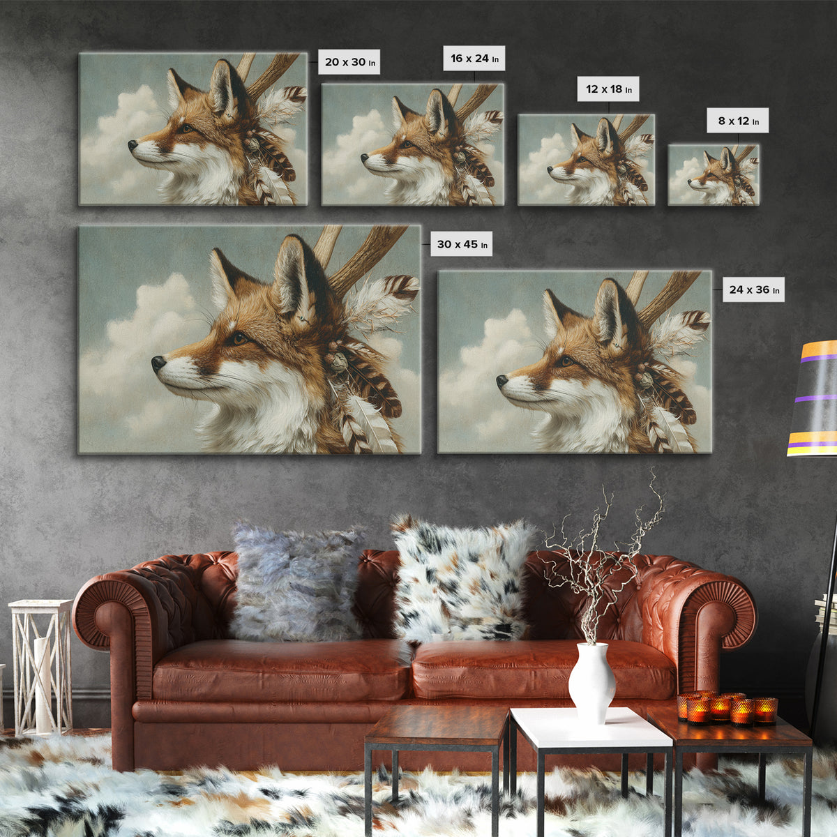 Whimsical Animal Portrait Canvas Print, Wall Art, Painting, Living Room Decor, Oil Painting, Art Deco, Wall Hanging, WAL-3x2-75