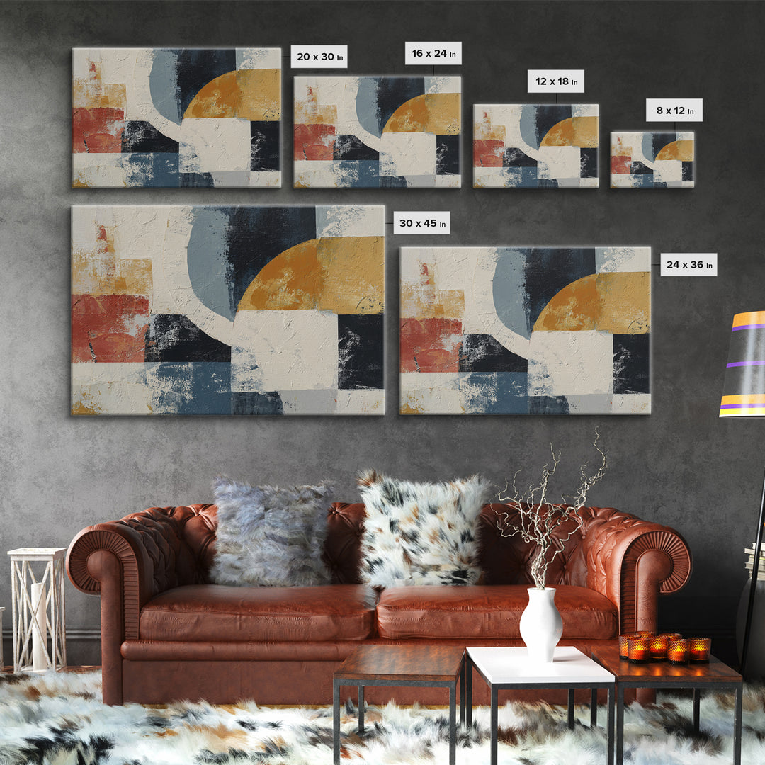 Statement Abstract with Bold Layered Brushwork Framed Canvas Print, Wall Art, Room Decor, Living Room Decor, Abstract Art, WAL-3x2-77