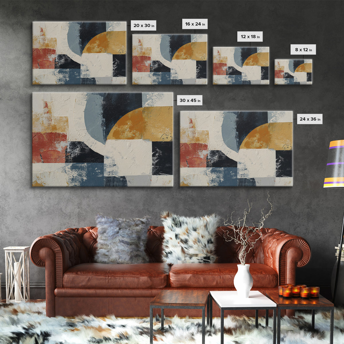 Statement Abstract with Bold Layered Brushwork Framed Canvas Print, Wall Art, Room Decor, Living Room Decor, Abstract Art, WAL-3x2-77