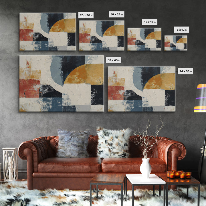 Statement Abstract with Bold Layered Brushwork Framed Canvas Print, Wall Art, Room Decor, Living Room Decor, Abstract Art, WAL-3x2-77