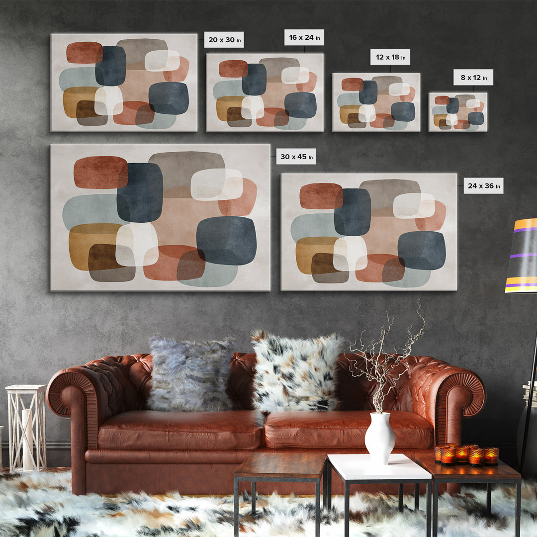 Modern Geometric Composition for Living Spaces Framed Canvas Print, Wall Art, Home Decor, Living Room Decor, Abstract Art, WAL-3x2-80