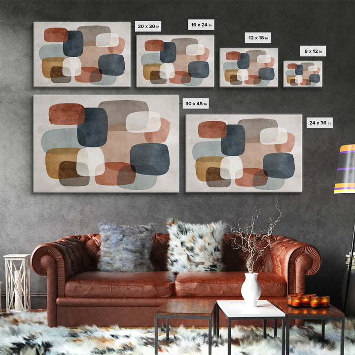 Modern Geometric Composition for Living Spaces Framed Canvas Print, Wall Art, Home Decor, Living Room Decor, Abstract Art, WAL-3x2-80