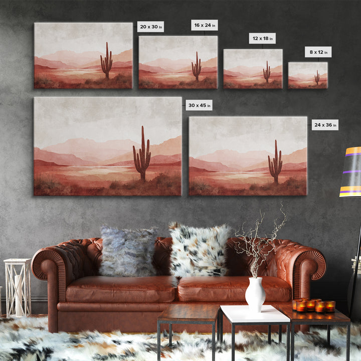 Desert Landscape in Warm Terracotta Tones Canvas Print, Wall Art, Metal Wall Art, Living Room Decor, Oil Painting, WAL-3x2-83