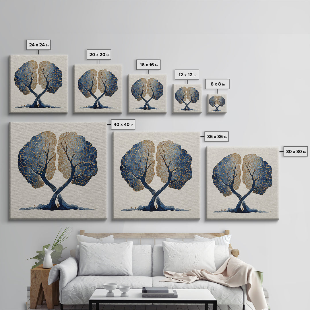 Two Intertwined Trees as Symbolic Artwork Canvas Print, Wedding Art, Wedding Sign, Living Room Decor, Fine Art, Romance, WED-1x1-23