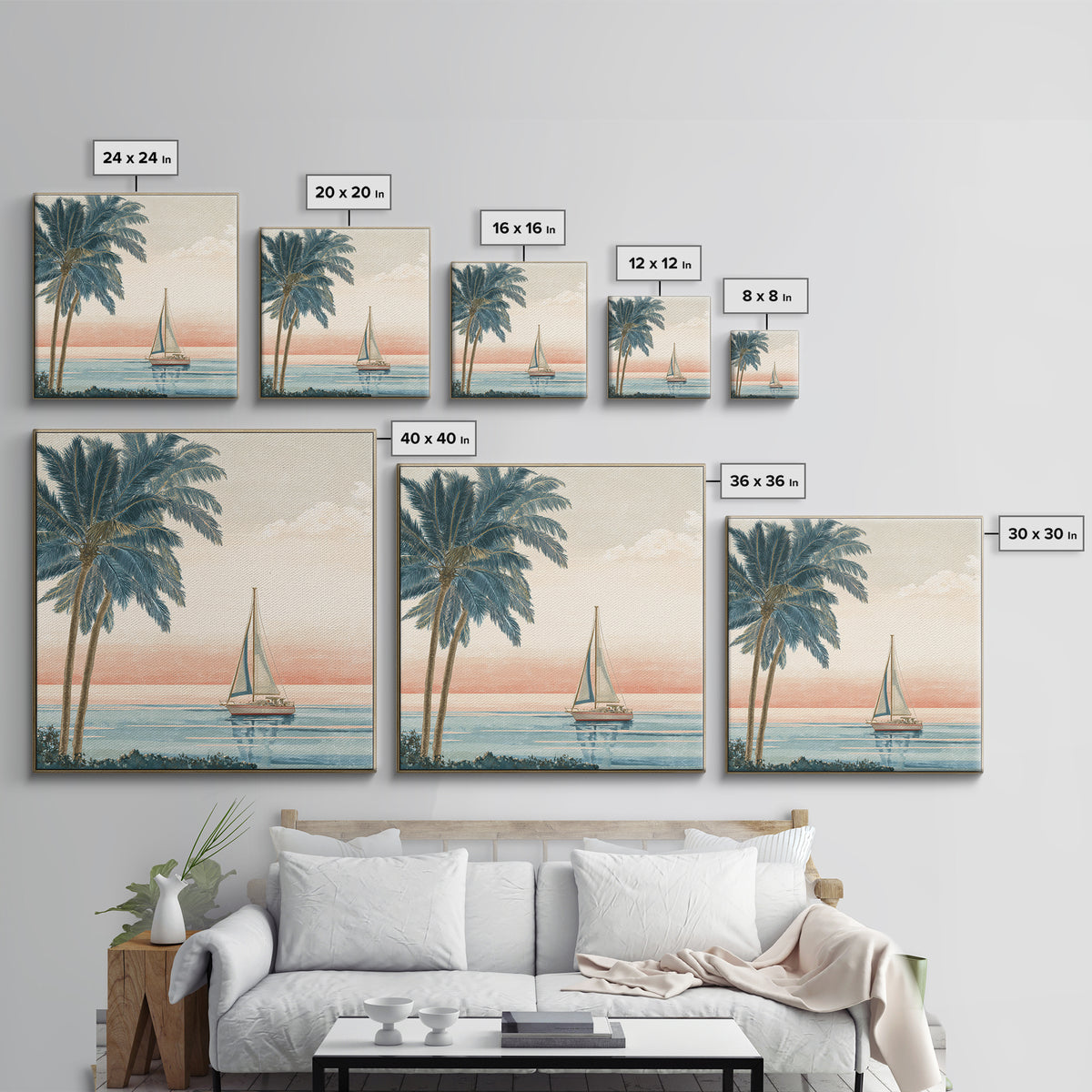 Honeymoon Coastal Sunset Canvas Print, Wedding Art, Home Decor, Living Room Decor, Fine Art, Romance, Minimalist Decor, WED-1x1-89