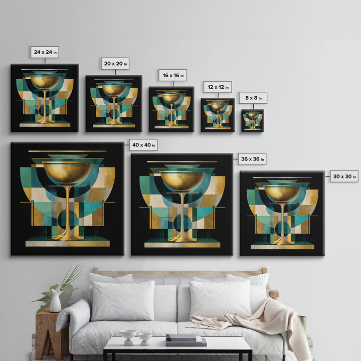 Champagne Coupe Tower Framed Canvas Print, Wedding Art, Gallery Decor, Living Room Decor, Oil Painting, Romance, WED-1x1-93