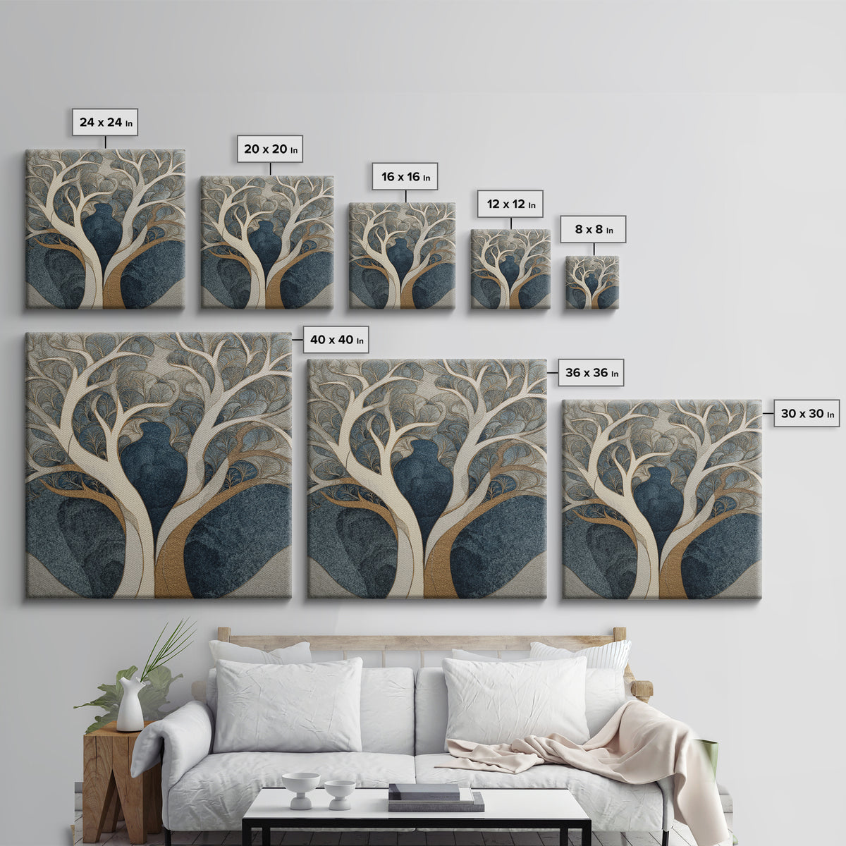 Two Intertwined Trees as Symbolic Artwork Canvas Print, Wedding Art, Wedding Stationery, Living Room Decor, Fine Art, Romance, WED-1x1-95