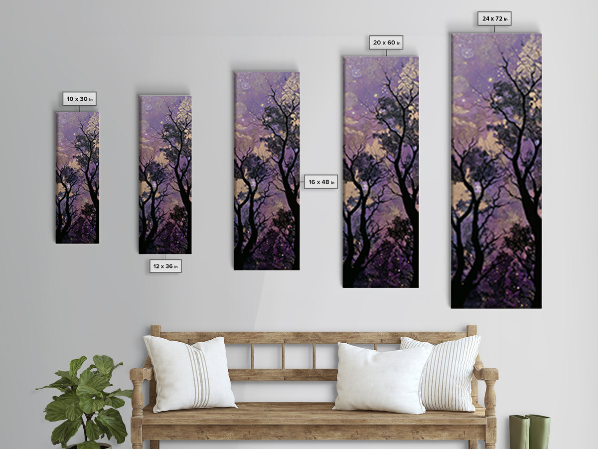 Couple Silhouette Beneath Moonlit Trees Canvas Print, Wedding Art, Neutral Decor, Living Room Decor, Fine Art, Romance, WED-1x3-17