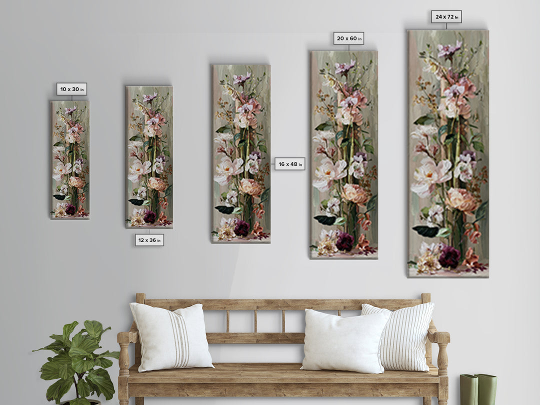 Romantic Candle and Floral Still Life Framed Canvas Print, Wedding Art, Unique Wedding Gift, Living Room Decor, Romance, WED-1x3-34