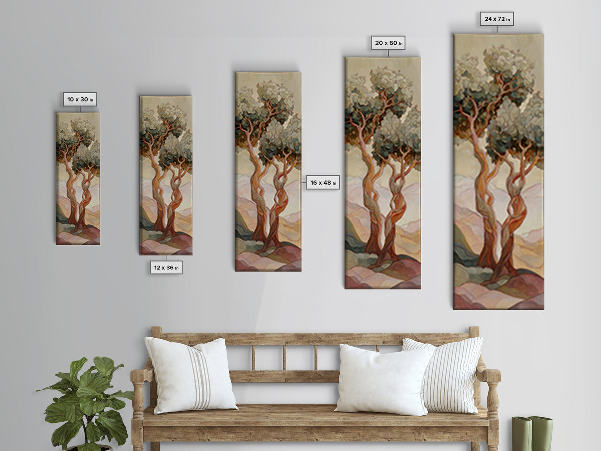 Two Intertwined Trees as Symbolic Artwork Canvas Print, Wedding Art, Modern Decor, Living Room Decor, Fine Art, Romance, WED-1x3-35