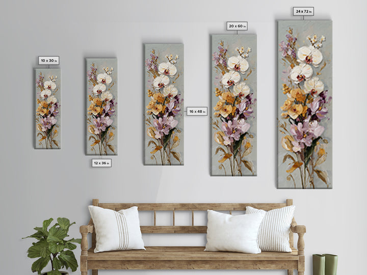 White Orchid and Gold Ribbon Composition Framed Canvas Print, Wedding Art, Neutral Decor, Living Room Decor, Fine Art, Romance, WED-1x3-36