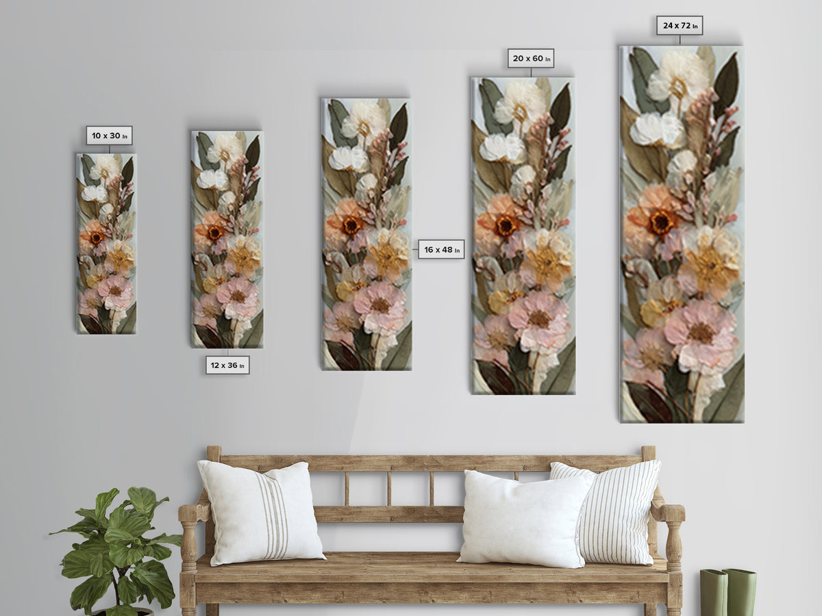 Pressed Flowers from a Wedding Bouquet Canvas Print, Wedding Art, Fine Art Print, Living Room Decor, Oil Painting, Romance, WED-1x3-44