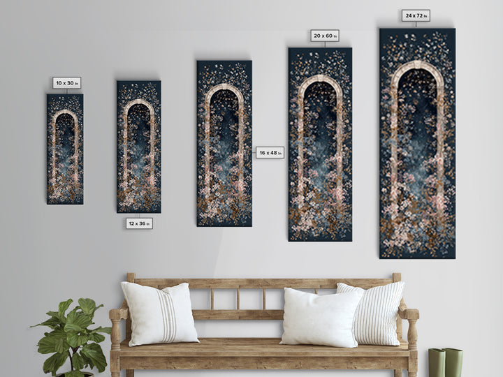 Romantic Garden Arch Covered Framed Canvas Print, Wedding Art, Wedding Reception, Living Room Decor, Watercolor Art, Romance, WED-1x3-46