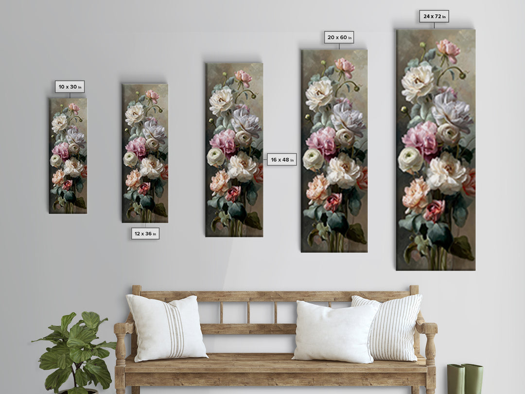 Peony and Ranunculus Bouquet Canvas Print, Wedding Art, Contemporary Art, Living Room Decor, Fine Art, Romance, Custom Art, WED-1x3-56