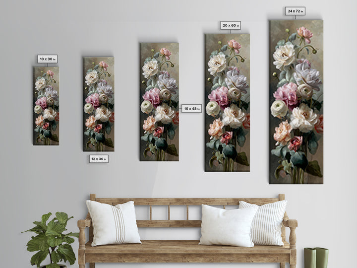 Peony and Ranunculus Bouquet Canvas Print, Wedding Art, Contemporary Art, Living Room Decor, Fine Art, Romance, Custom Art, WED-1x3-56