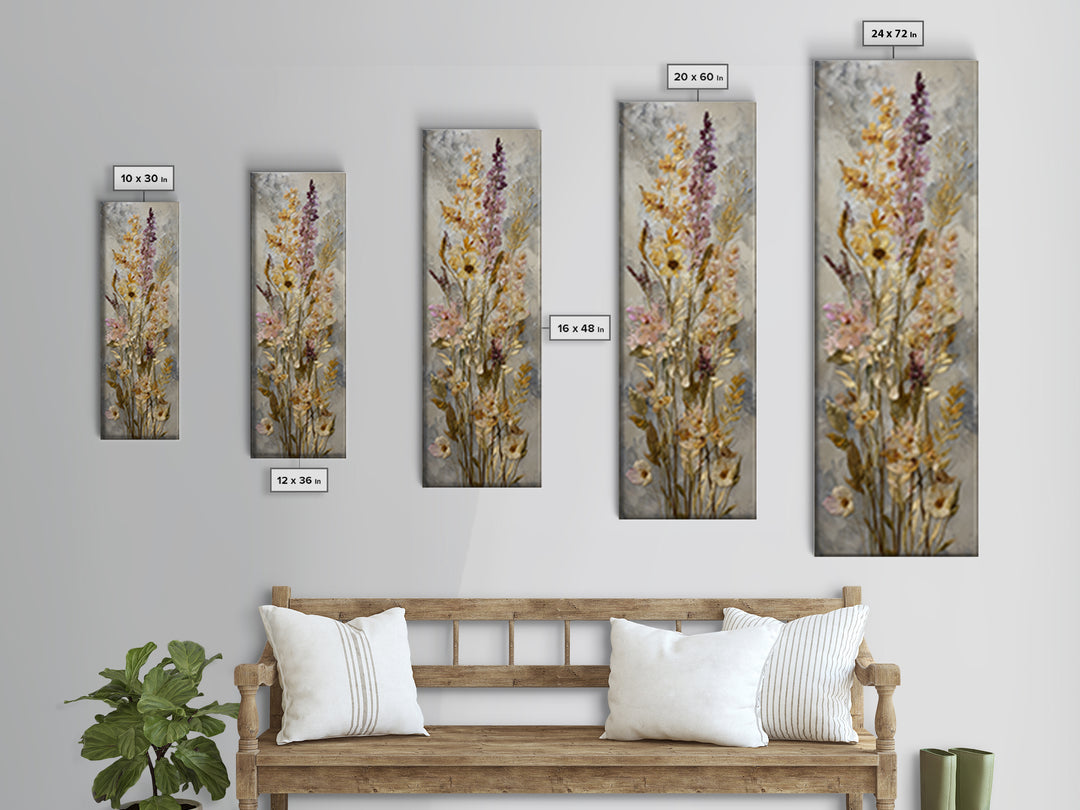 Pressed Flowers from a Wedding Bouquet Canvas Print, Wedding Art, Wedding Gift, Living Room Decor, Watercolor Art, Romance, WED-1x3-68