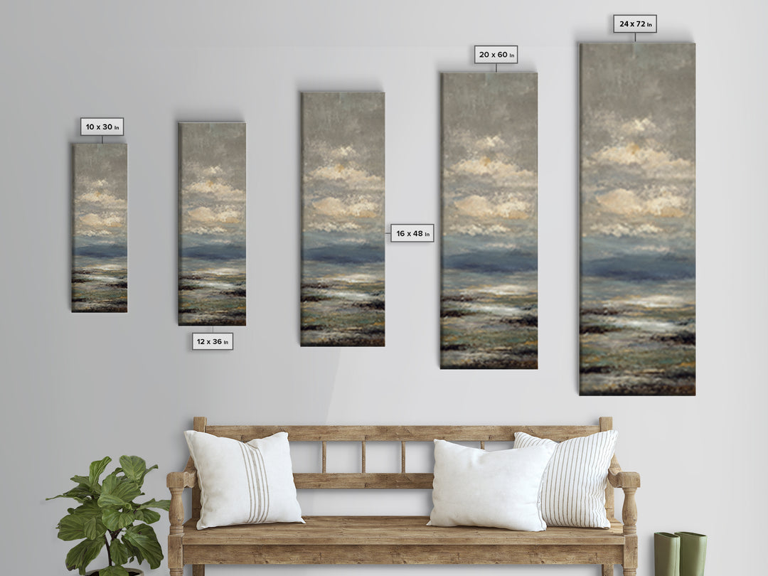 Blush Cloudscape with Dreamy Atmosphere Framed Canvas Print, Wedding Art, Custom Painting, Living Room Decor, Fine Art, Romance, WED-1x3-75