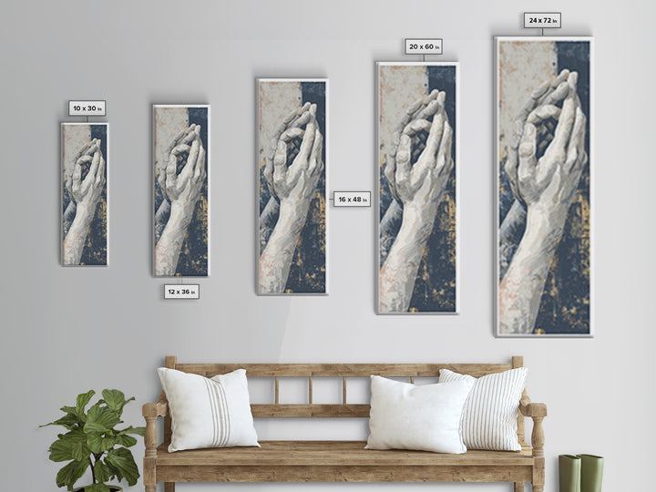 Hands Nearly Touching Framed Canvas Print, Wedding Art, Custom Portrait, Living Room Decor, Romance, Wedding Decoration, WED-1x3-76
