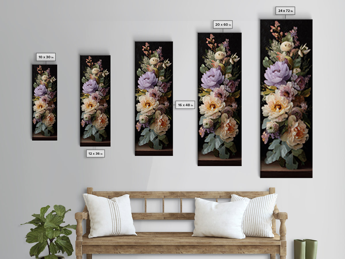 Peony and Ranunculus Bouquet Framed Canvas Print, Wedding Art, Wedding Painting, Living Room Decor, Fine Art, Romance, WED-1x3-8