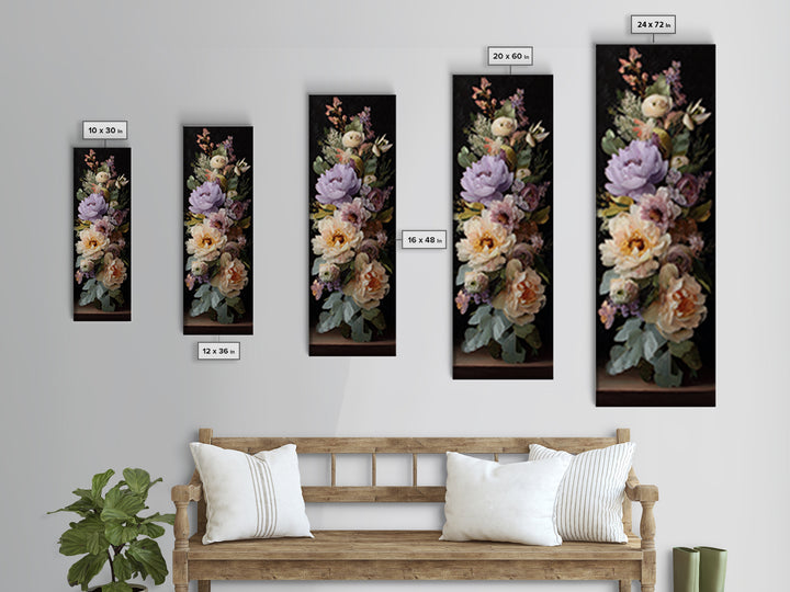 Peony and Ranunculus Bouquet Framed Canvas Print, Wedding Art, Wedding Painting, Living Room Decor, Fine Art, Romance, WED-1x3-8