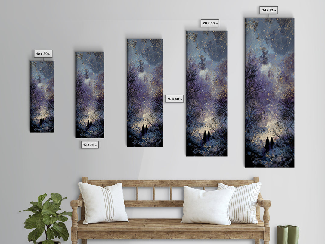 Couple Silhouette Beneath Moonlit Trees Canvas Print, Wedding Art, Custom Wedding Gift, Living Room Decor, Fine Art, Romance, WED-1x3-89