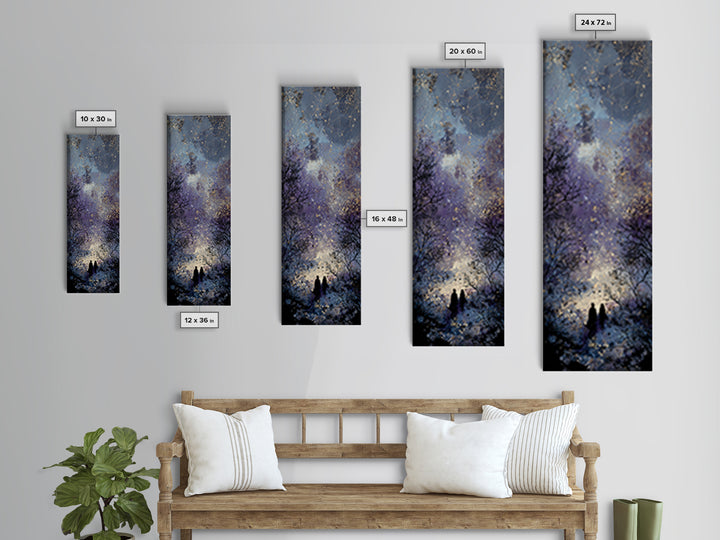 Couple Silhouette Beneath Moonlit Trees Canvas Print, Wedding Art, Custom Wedding Gift, Living Room Decor, Fine Art, Romance, WED-1x3-89