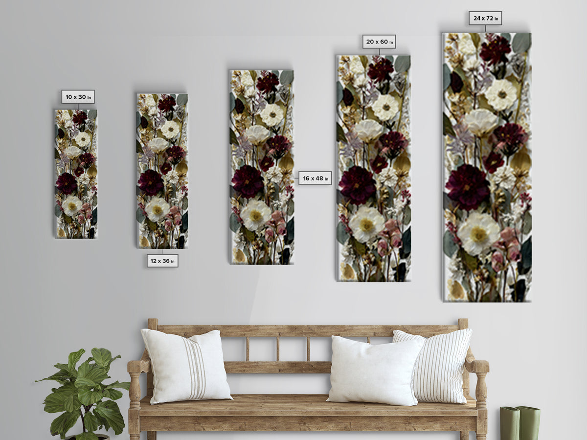 Pressed Flowers from a Wedding Bouquet Framed Canvas Print, Wedding Art, Wedding Decor, Living Room Decor, Fine Art, Romance, WED-1x3-92