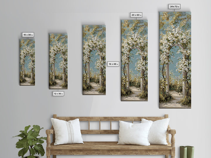 Romantic Garden Arch Covered Canvas Print, Wedding Art, Wedding Poster, Living Room Decor, Watercolor Art, Romance, WED-1x3-94