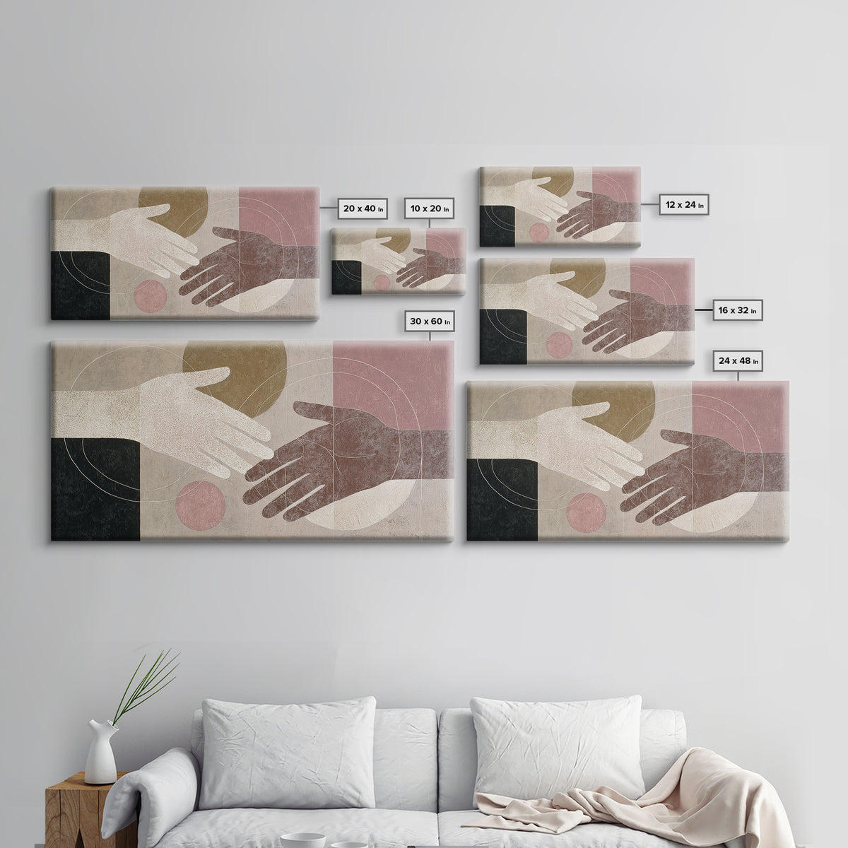 Hands Nearly Touching Canvas Print, Wedding Art, Contemporary Art, Living Room Decor, Abstract Art, Romance, Custom Art, WED-2x1-36