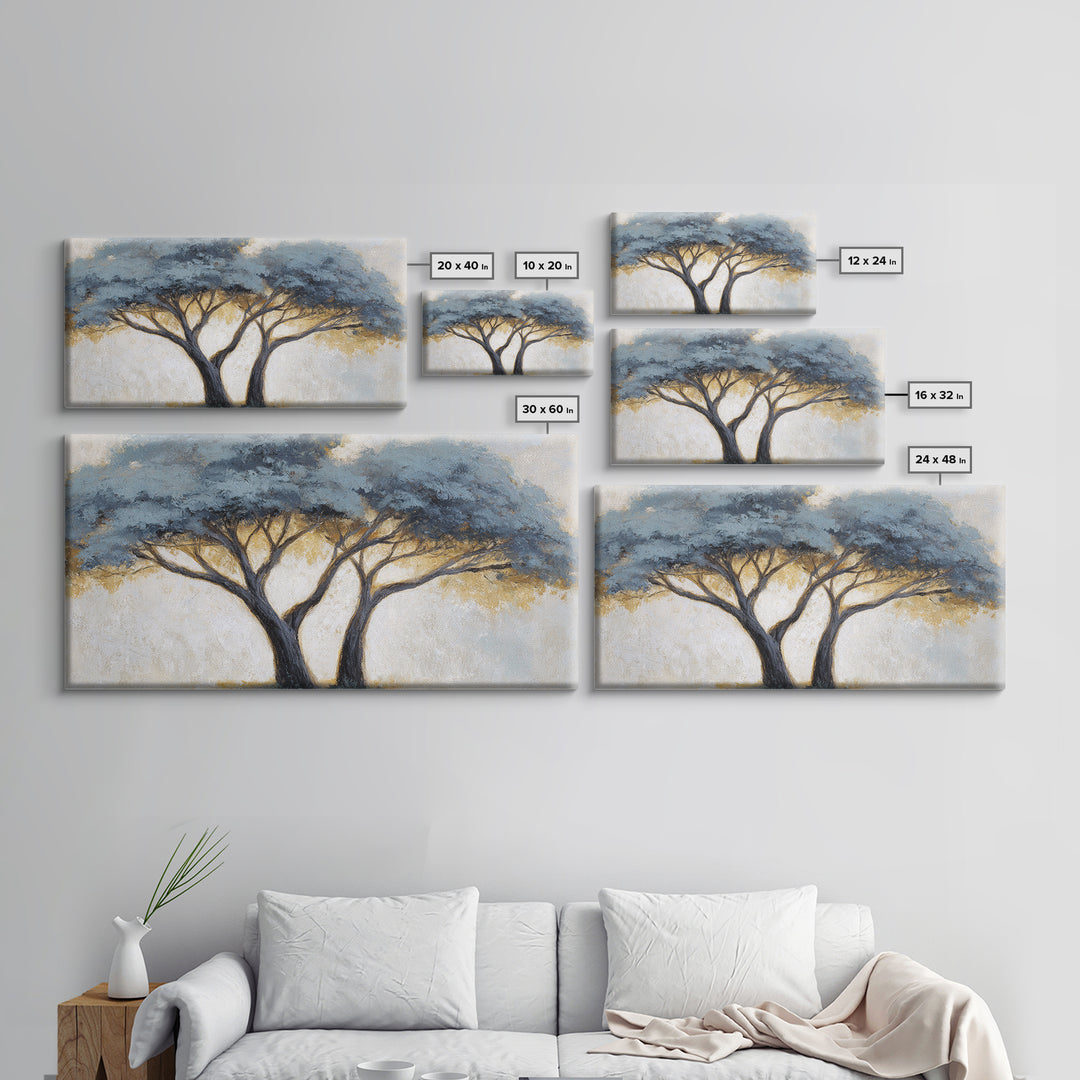 Two Intertwined Trees as Symbolic Artwork Framed Canvas Print, Wedding Art, Wedding Gift, Living Room Decor, Fine Art, Romance, WED-2x1-43
