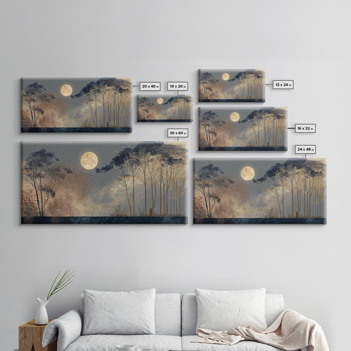 Couple Silhouette Beneath Moonlit Trees Canvas Print, Wedding Art, Art, Living Room Decor, Romance, Custom Wedding Gift, WED-2x1-49