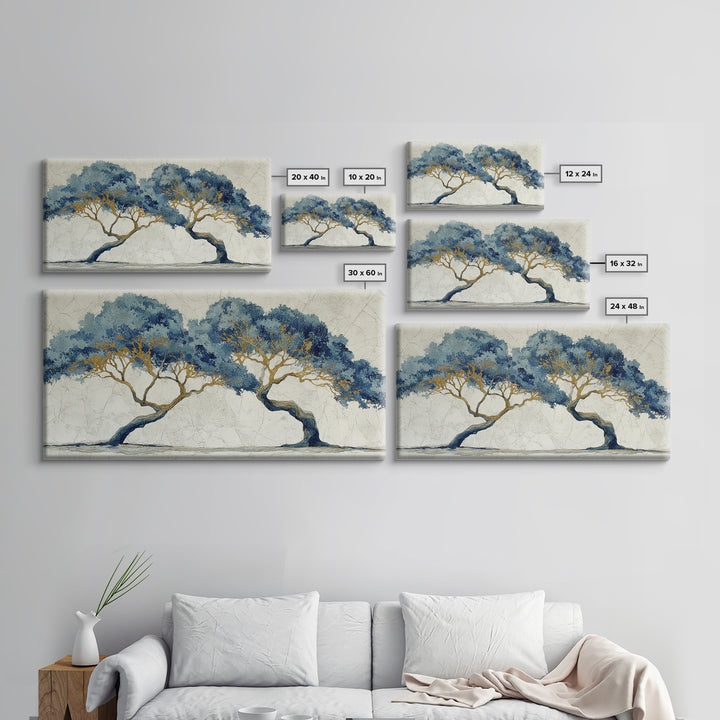 Two Intertwined Trees as Symbolic Artwork Framed Canvas Print, Wedding Art, Custom Wedding, Living Room Decor, Romance, WED-2x1-67