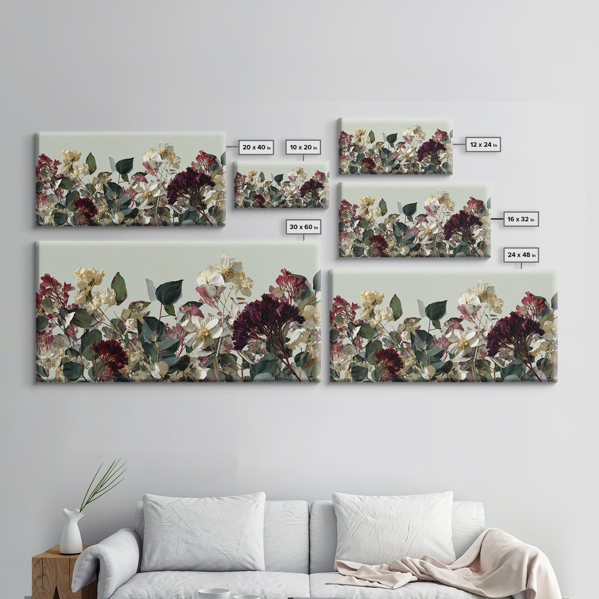 Pressed Flowers from a Wedding Bouquet Canvas Print, Wedding Art, Wedding Table Decor, Living Room Decor, Fine Art, Romance, WED-2x1-76