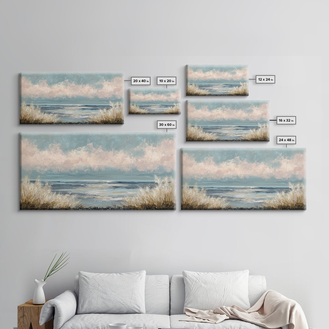 Blush Cloudscape with Dreamy Atmosphere Framed Canvas Print, Wedding Art, Room Decor, Living Room Decor, Fine Art, Romance, WED-2x1-83