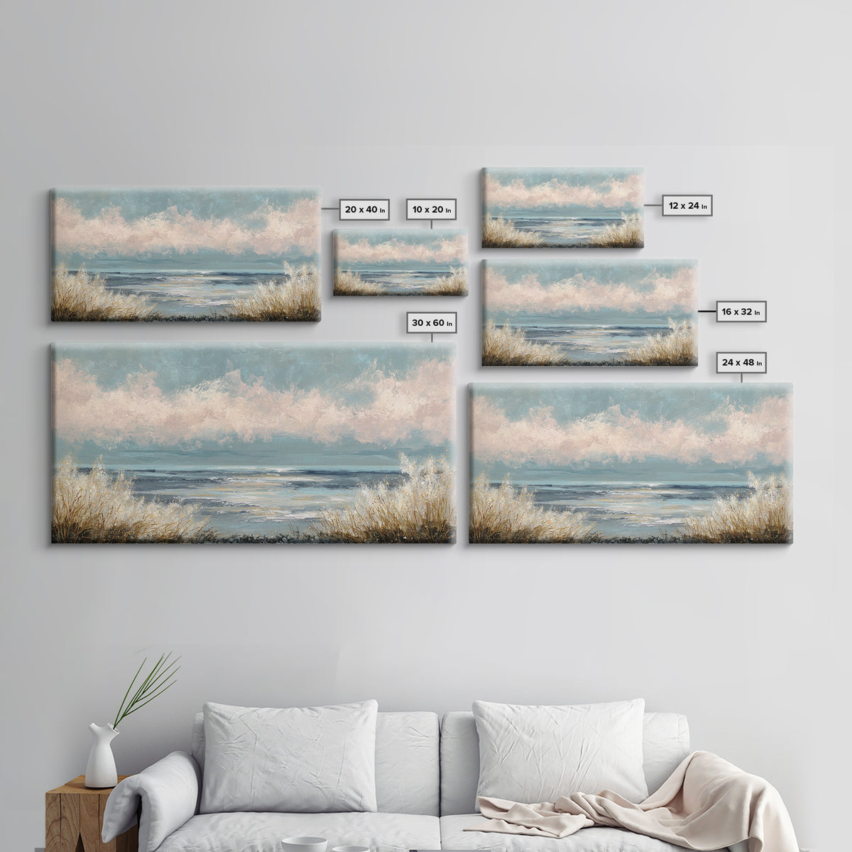 Blush Cloudscape with Dreamy Atmosphere Framed Canvas Print, Wedding Art, Room Decor, Living Room Decor, Fine Art, Romance, WED-2x1-83