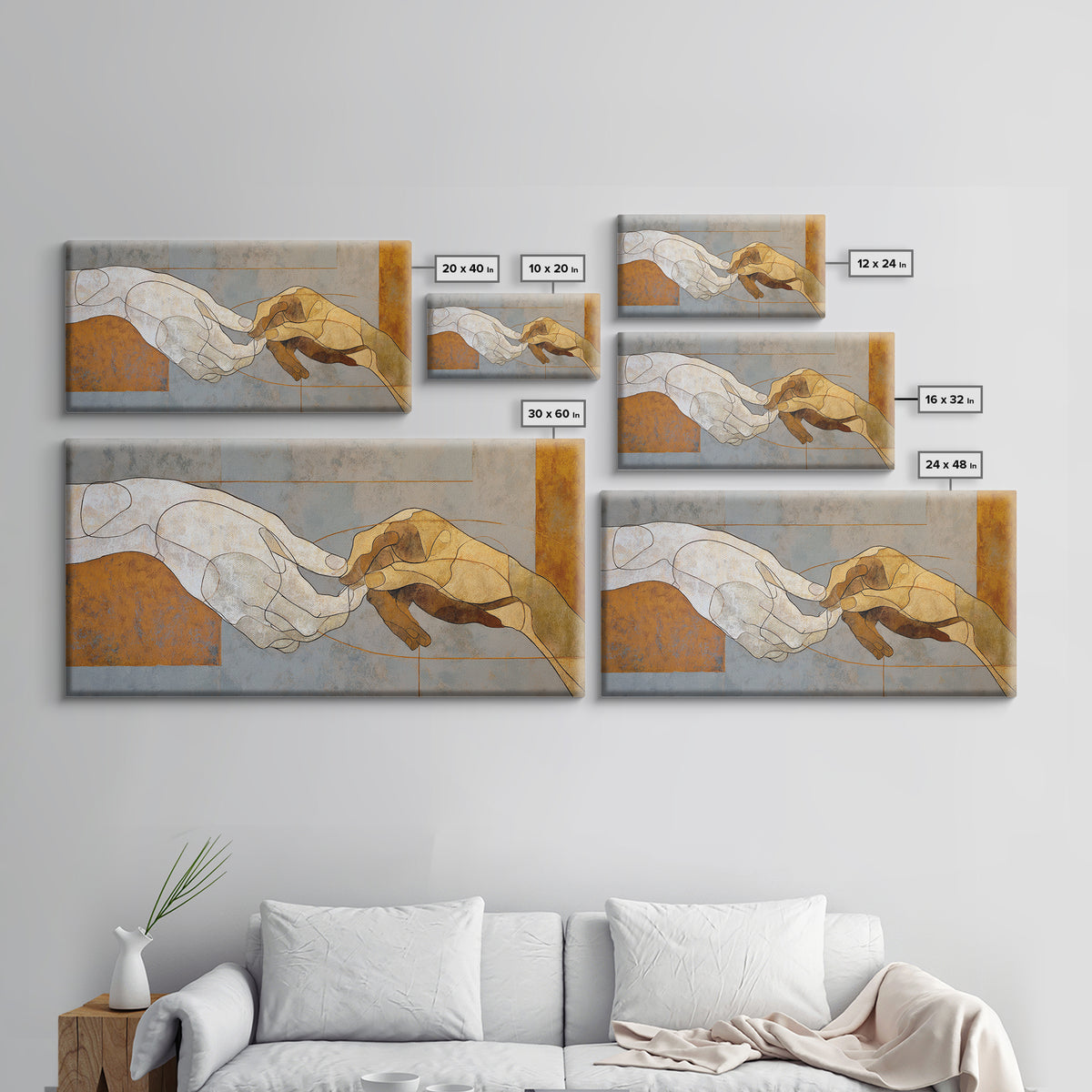 Hands Nearly Touching Framed Canvas Print, Wedding Art, Wedding Decoration, Living Room Decor, Abstract Art, Romance, WED-2x1-84