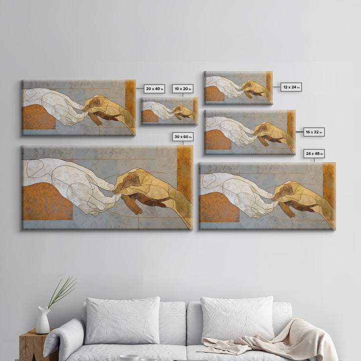 Hands Nearly Touching Framed Canvas Print, Wedding Art, Wedding Decoration, Living Room Decor, Abstract Art, Romance, WED-2x1-84