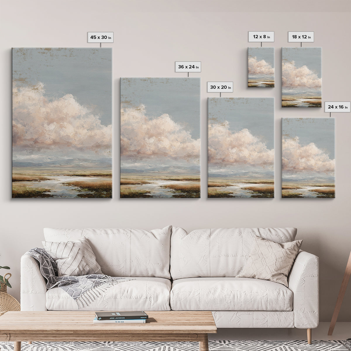 Blush Cloudscape with Dreamy Atmosphere Canvas Print, Wedding Art, Personalized Wedding, Living Room Decor, Fine Art, Romance, WED-2x3-23
