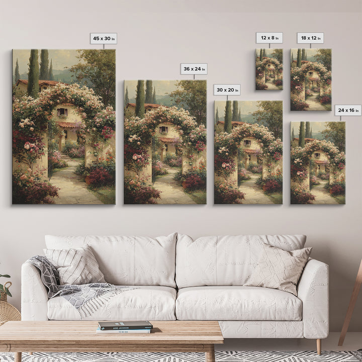 Romantic Garden Arch Covered Framed Canvas Print, Wedding Art, Modern Decor, Living Room Decor, Fine Art, Romance, Wedding Gift, WED-2x3-42