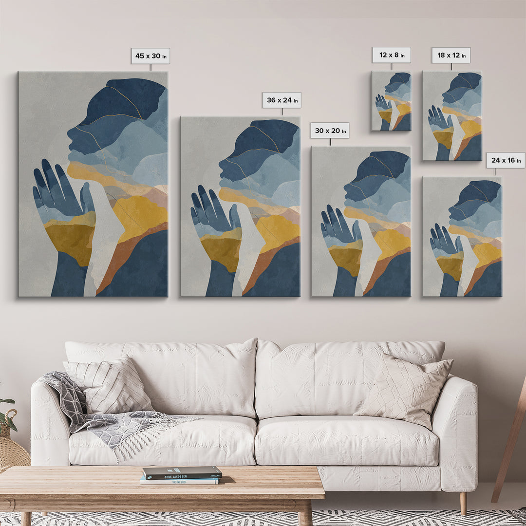 Hands Nearly Touching Framed Canvas Print, Wedding Art, Wedding Painting, Living Room Decor, Abstract Art, Romance, WED-2x3-48