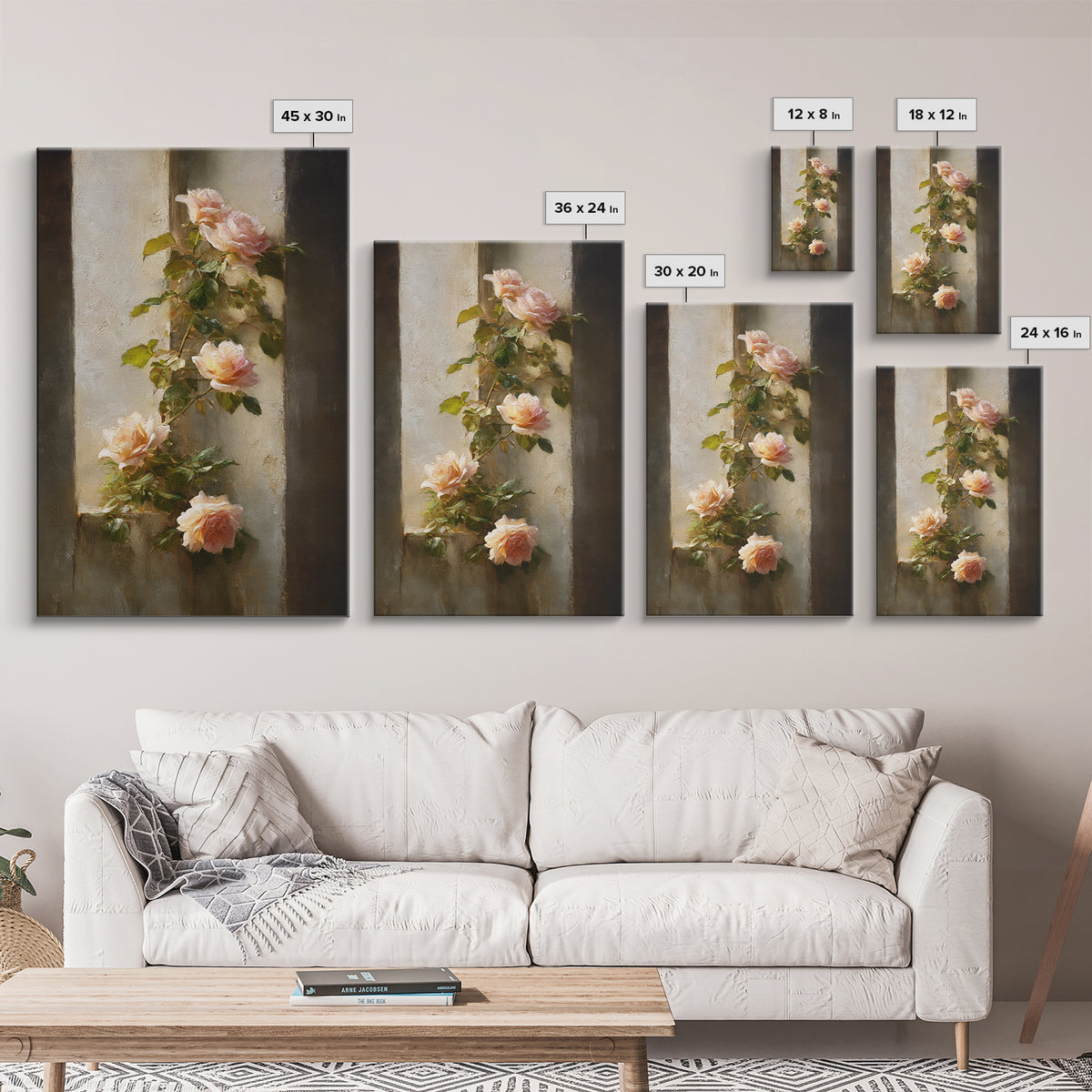 Classic Church Bells and Flowers Without Interior Canvas Print, Wedding Art, Statement Artwork, Living Room Decor, Oil Painting, WED-2x3-50