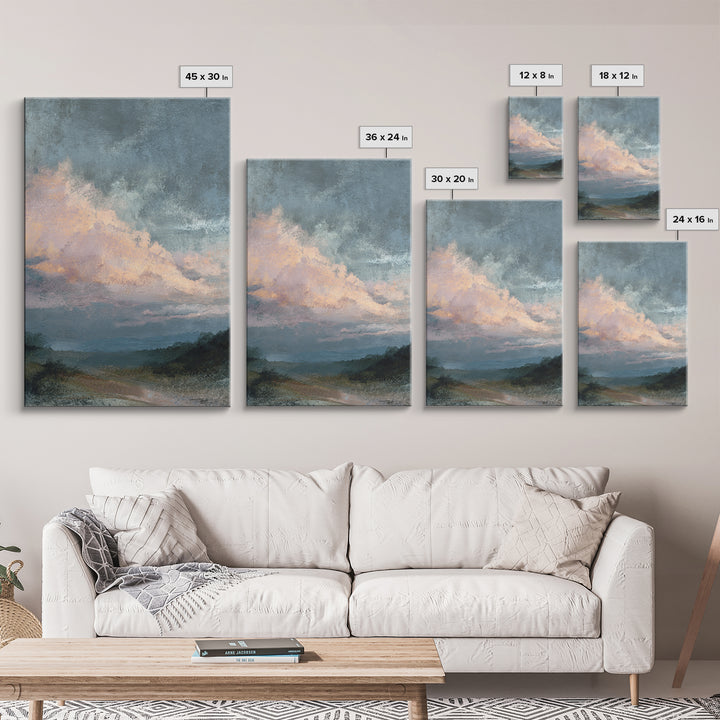 Blush Cloudscape with Dreamy Atmosphere Canvas Print, Wedding Art, Luxury Decor, Living Room Decor, Fine Art, Romance, WED-2x3-71