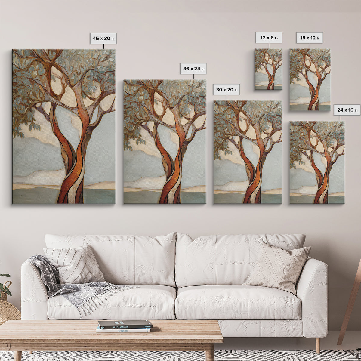 Two Intertwined Trees as Symbolic Artwork Canvas Print, Wedding Art, Fine Art Print, Living Room Decor, Fine Art, Romance, WED-2x3-79